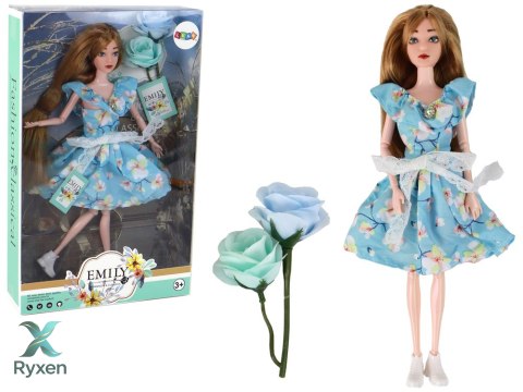 Lalka Dla Dzieci Emily Wiosenna Długie Włosy Niebieska Sukienka Kwiat LEAN TOYS