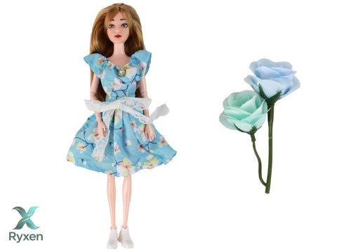 Lalka Dla Dzieci Emily Wiosenna Długie Włosy Niebieska Sukienka Kwiat LEAN TOYS
