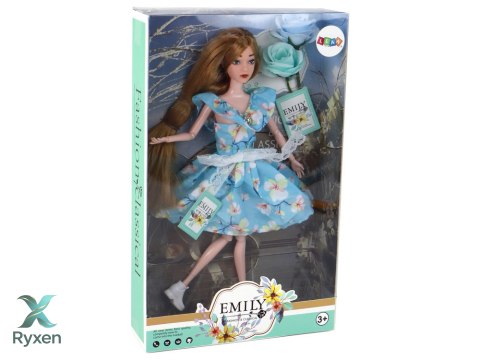 Lalka Dla Dzieci Emily Wiosenna Długie Włosy Niebieska Sukienka Kwiat LEAN TOYS