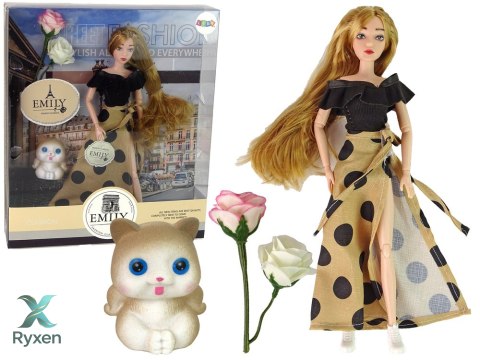 Lalka Emily z Kotkiem Różami Długie Włosy LEAN TOYS