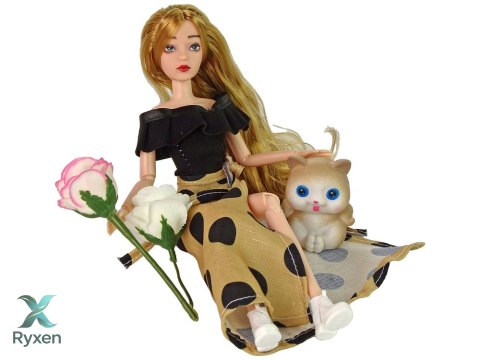 Lalka Emily z Kotkiem Różami Długie Włosy LEAN TOYS