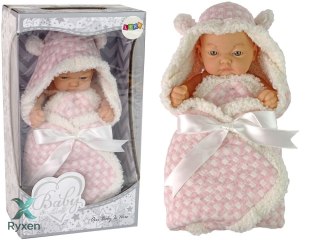 Lalka Słodki Bobas Becik Różowy Kokardka LEAN TOYS