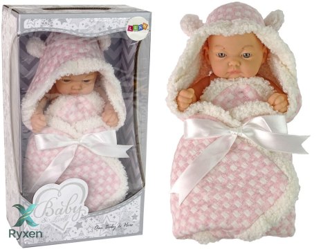 Lalka Słodki Bobas Becik Różowy Kokardka LEAN TOYS