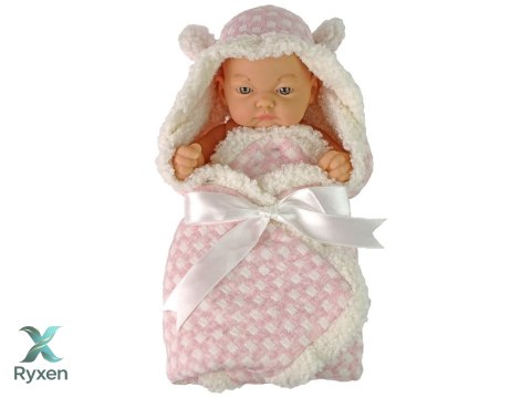 Lalka Słodki Bobas Becik Różowy Kokardka LEAN TOYS