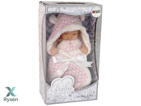 Lalka Słodki Bobas Becik Różowy Kokardka LEAN TOYS