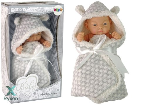 Lalka Słodki Bobas Becik Szary Kokardka LEAN TOYS