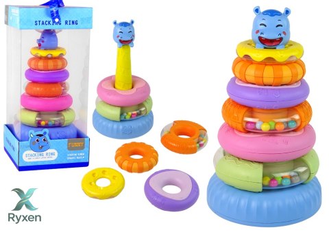 Piramidka Edukacyjna Kolorowe Obręcze LEAN TOYS