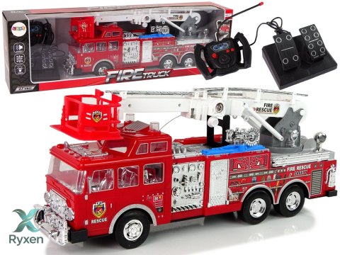 Zdalnie Sterowana Straż Pożarna Pedał Gazu Hamulec Pilot Dźwięk LEAN TOYS