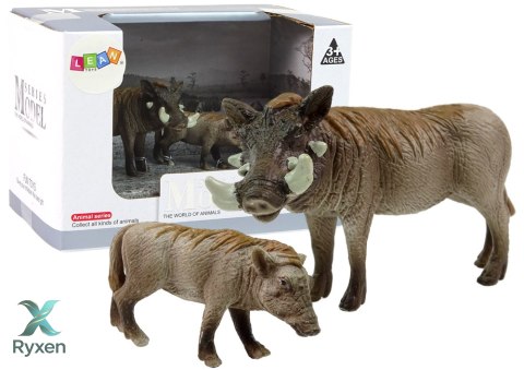 Zestaw 2 Figurek Guziec Afrykański z Młodym Seria Zwierzęta Świata LEAN TOYS