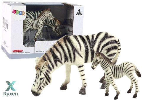 Zestaw 2 Figurek Zebra z Młodym Zebry Figurka Zwierzęta LEAN TOYS
