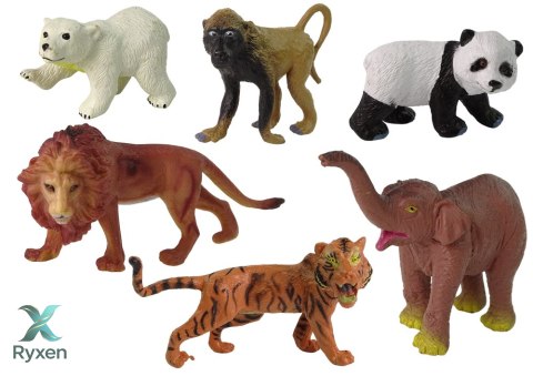 Zestaw 6 Figurek Dzikie Zwierzęta Safari Figurka Tygrys Małpa Lew LEAN TOYS