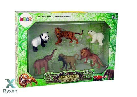 Zestaw 6 Figurek Dzikie Zwierzęta Safari Figurka Tygrys Małpa Lew LEAN TOYS