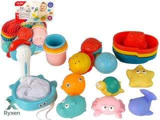 Zestaw Do Kąpieli Zabawki Morskie Podbierak Łódki 17 Sztuk LEAN TOYS