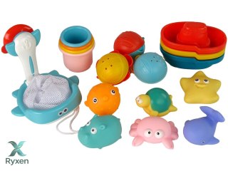 Zestaw Do Kąpieli Zabawki Morskie Podbierak Łódki 17 Sztuk LEAN TOYS