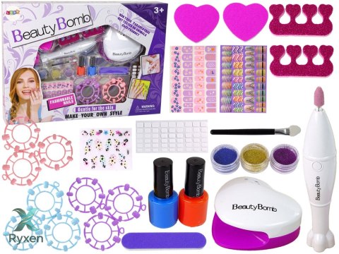 Zestaw Do Malowania Paznokci Frezarka Lampa Pilnik Brokaty LEAN TOYS