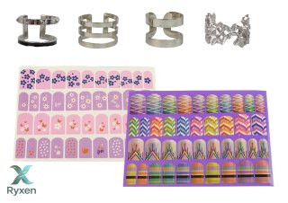 Zestaw Do Malowania Paznokci Lakiery Brokatowe Naklejki Pierścionki LEAN TOYS