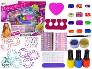 Zestaw Do Malowania Paznokci Lakiery Naklejki Wzorniki Brokaty LEAN TOYS