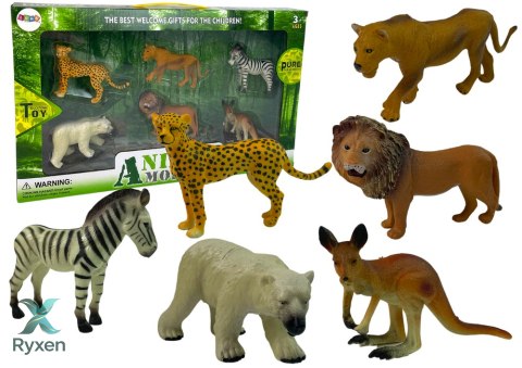 Zestaw Figurek Afryka Dzikie Zwierzęta Kangur Zebra LEAN TOYS