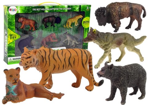 Zestaw Figurek Zwierzęta Afrykańskie Leśne Niedźwiedź Tygrys LEAN TOYS