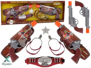 Zestaw Kowbojski Kowboj Dwa Rewolwery Ostrogi Akcesoria LEAN TOYS