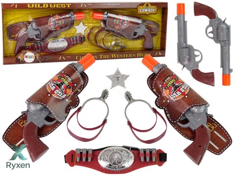Zestaw Kowbojski Kowboj Dwa Rewolwery Ostrogi Akcesoria LEAN TOYS