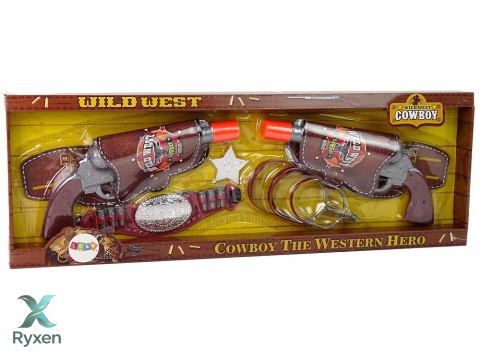 Zestaw Kowbojski Kowboj Dwa Rewolwery Ostrogi Akcesoria LEAN TOYS