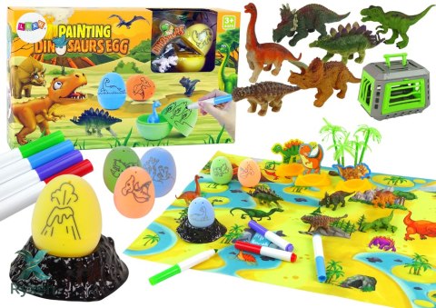 Zestaw Kreatywny DIY Dinozaury Jaja Do Malowania Transporter LEAN TOYS