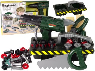 Zestaw Majsterkowicza Organizer Wkrętarka Na Baterie Zielony LEAN TOYS