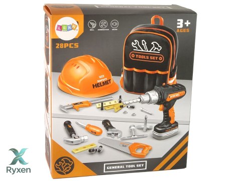 Zestaw Majsterkowicza w Plecaku Kask Narzędzia Pomarańczowy LEAN TOYS