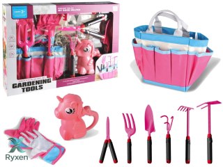Zestaw Ogrodowy Torba Narzędzia Rękawiczki Grabki Różowy Jednorożec LEAN TOYS