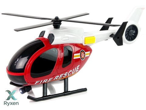 Zestaw Pojazdów Helikopter Auto Straż Pożarna Dźwięk Czerwone LEAN TOYS