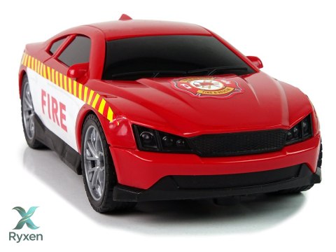 Zestaw Pojazdów Helikopter Auto Straż Pożarna Dźwięk Czerwone LEAN TOYS