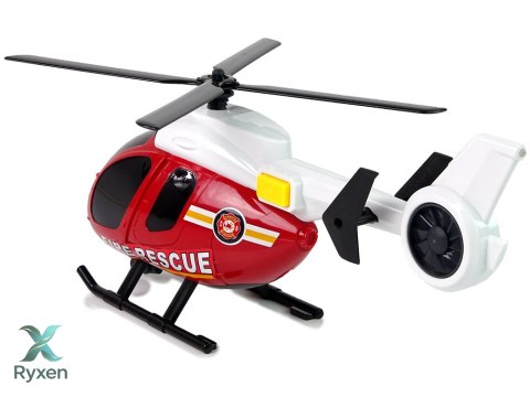 Zestaw Pojazdów Helikopter Auto Straż Pożarna Dźwięk Czerwone LEAN TOYS