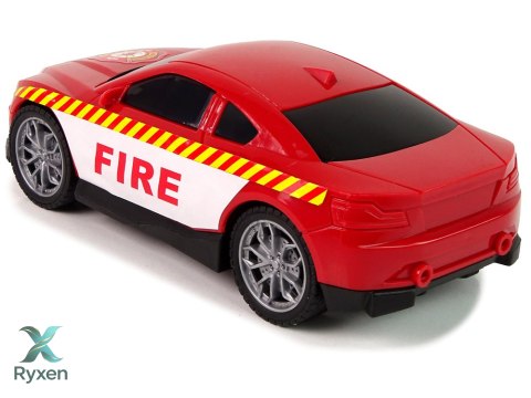 Zestaw Pojazdów Helikopter Auto Straż Pożarna Dźwięk Czerwone LEAN TOYS