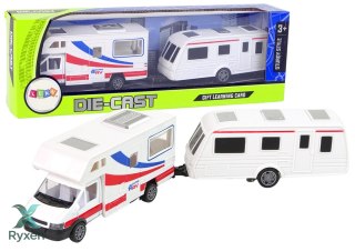 Zestaw Pojazdów Kamper Przyczepa Kempingowa Metalowe Elementy LEAN TOYS