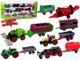 Zestaw Pojazdów Rolniczych Traktor 12 Sztuk Metal LEAN TOYS