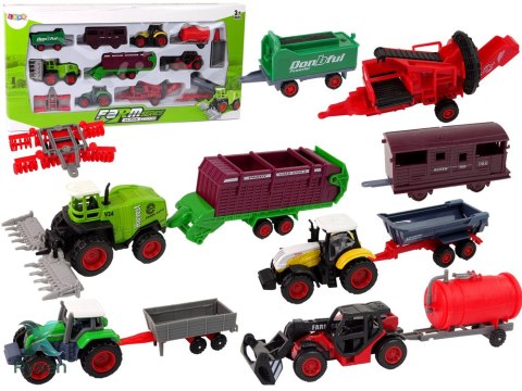 Zestaw Pojazdów Rolniczych Traktor 12 Sztuk Metal LEAN TOYS