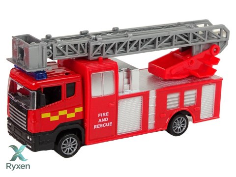 Zestaw Pojazdów Straż Pożarna Naciąg Motorówka Czerwony LEAN TOYS