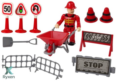 Zestaw Straż Pożarna Dźwig Znaki Drogowe Strażak LEAN TOYS