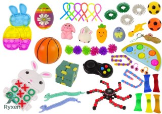 Zestaw Zabawek Wielkanocnych Fidget Toys Pop It Squishy Antystresowe 42 Elementy LEAN TOYS