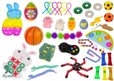 Zestaw Zabawek Wielkanocnych Fidget Toys Pop It Squishy Antystresowe 42 Elementy LEAN TOYS