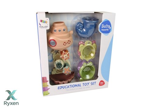 Zestaw Zabawki do Kąpieli Statek Zwierzęta Morskie Wodospad Przyssawki LEAN TOYS