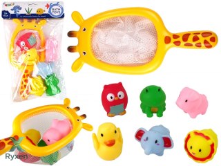 Zestaw do Kąpieli Zwierzątka Gumowe Siatka Żyrafa LEAN TOYS