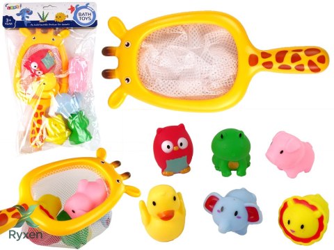 Zestaw do Kąpieli Zwierzątka Gumowe Siatka Żyrafa LEAN TOYS