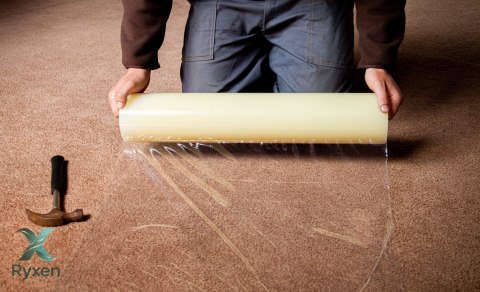 Folia ochronna do dywanów i wykładzin 60cm x 50mb GRUBA 50μm SAMOPRZYLEPNA Made2Protect