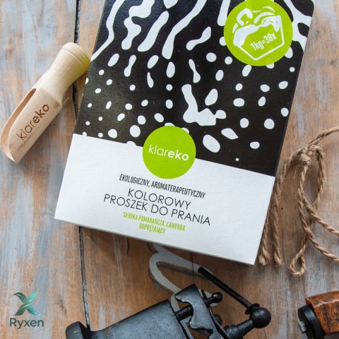 Proszek do prania KOLORÓW pomarańczowo-lawendowy kartonik 1,0kg KLAREKO Aroma Smak