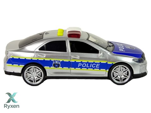 Auto Policyjne 1:14 Napęd Frykcyjny Dźwięki Światło Srebrne LEAN TOYS