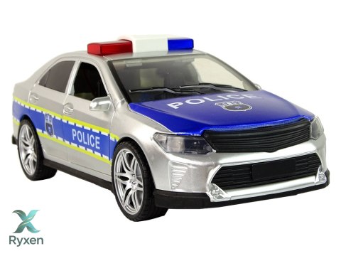Auto Policyjne 1:14 Napęd Frykcyjny Dźwięki Światło Srebrne LEAN TOYS