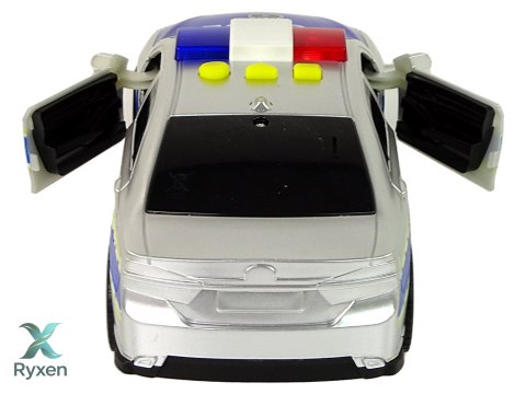Auto Policyjne 1:14 Napęd Frykcyjny Dźwięki Światło Srebrne LEAN TOYS