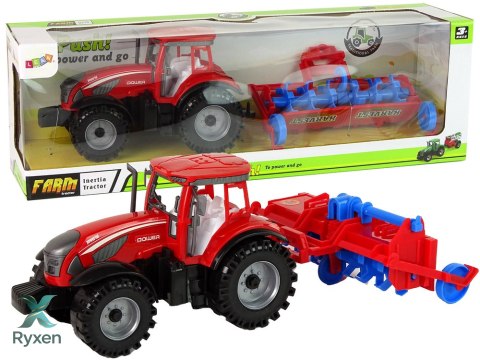 Czerwony Ciągnik z Pługiem Napęd Frykcyjny LEAN TOYS
